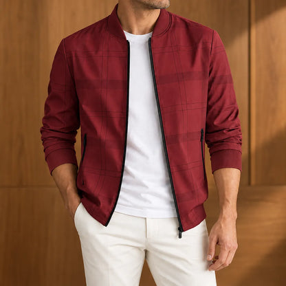 Clean Plaid Zip Jacket