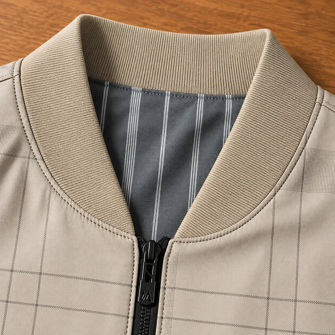 Clean Plaid Zip Jacket