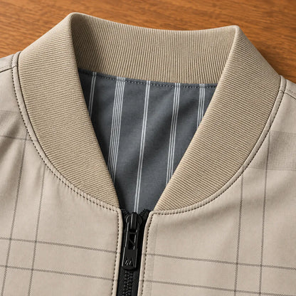 Clean Plaid Zip Jacket