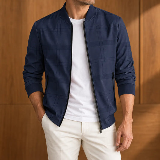 Clean Plaid Zip Jacket