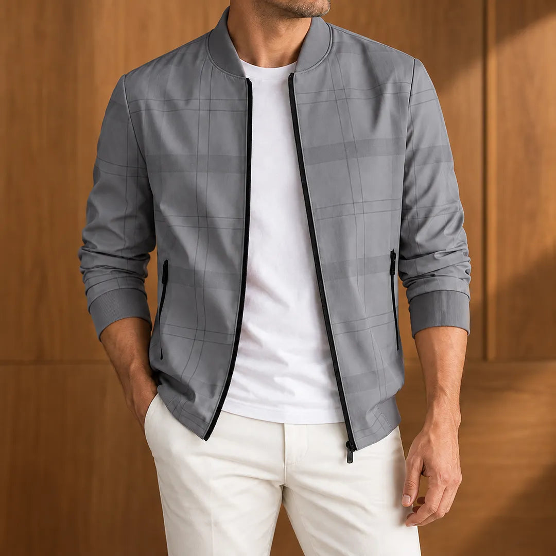 Clean Plaid Zip Jacket