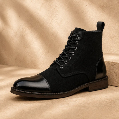 Contrast Lace-Up Boots