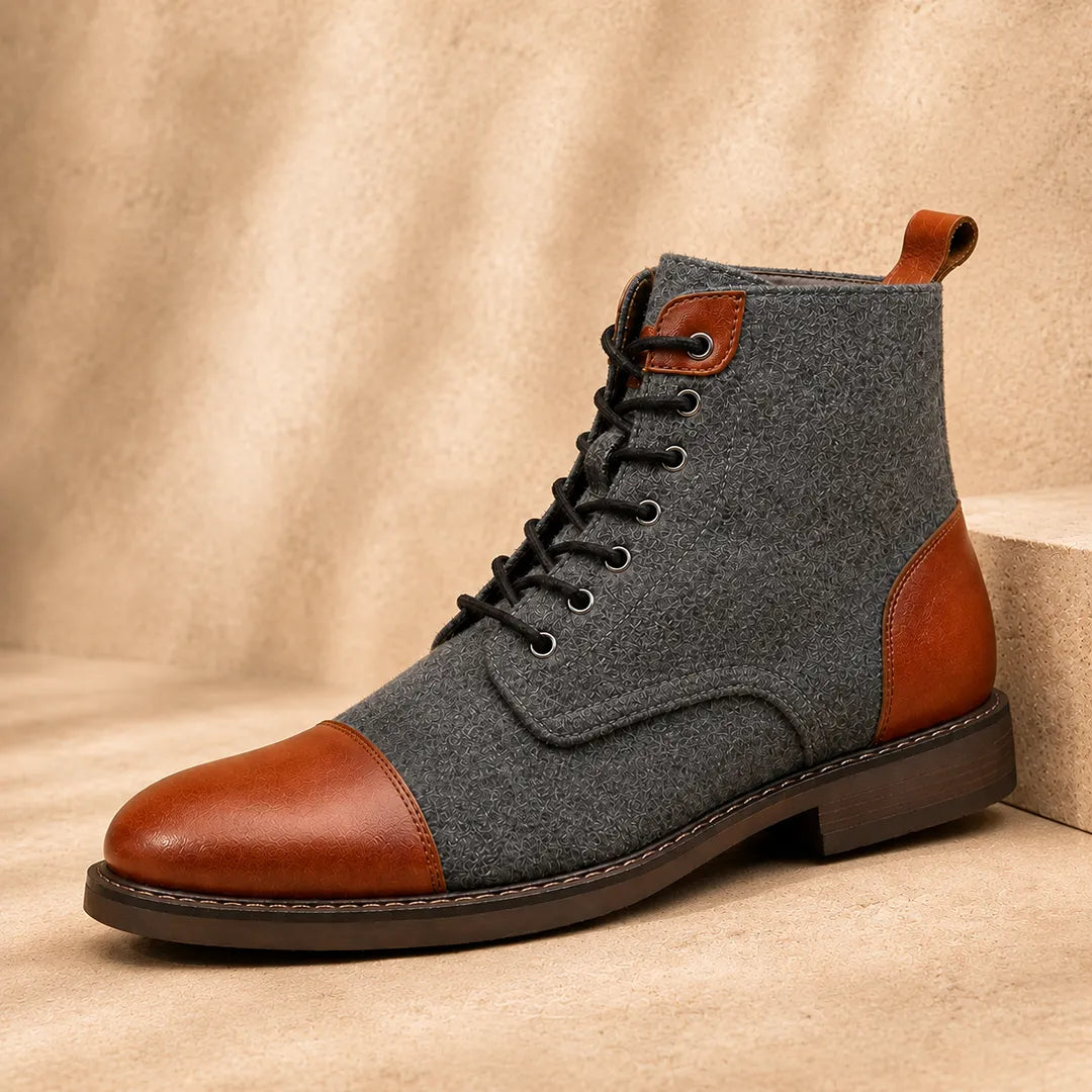 Contrast Lace-Up Boots