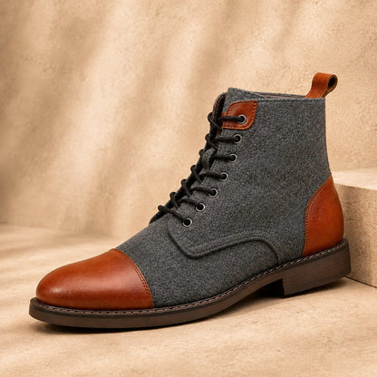 Contrast Lace-Up Boots