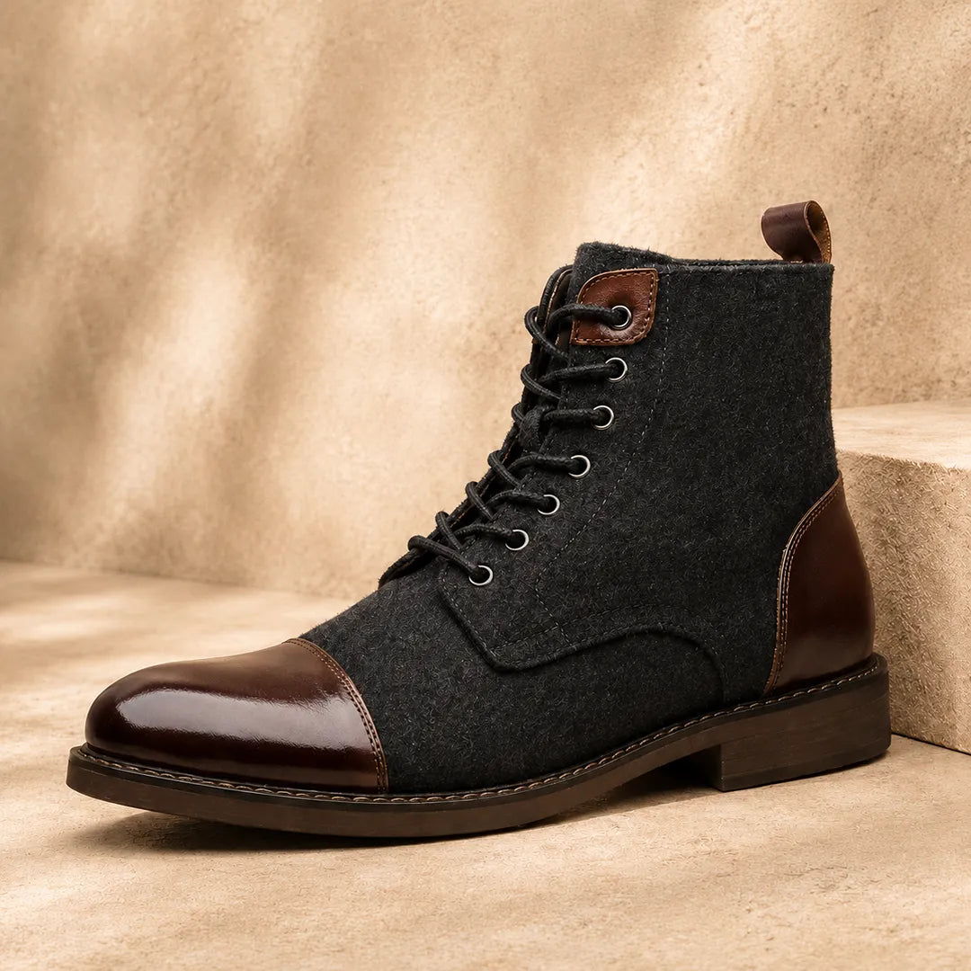 Contrast Lace-Up Boots