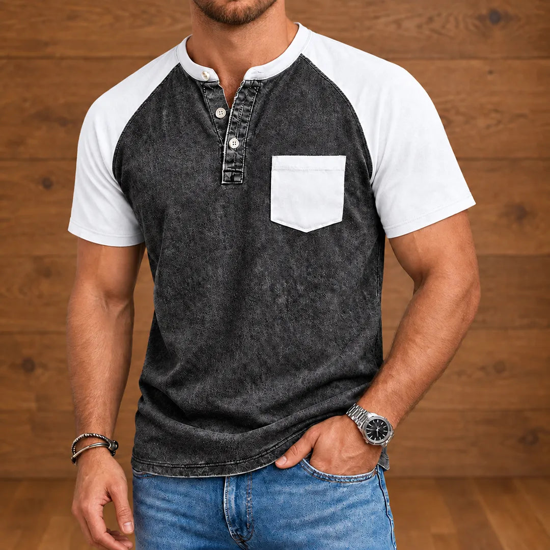 Contrast Pocket Henley Shirt