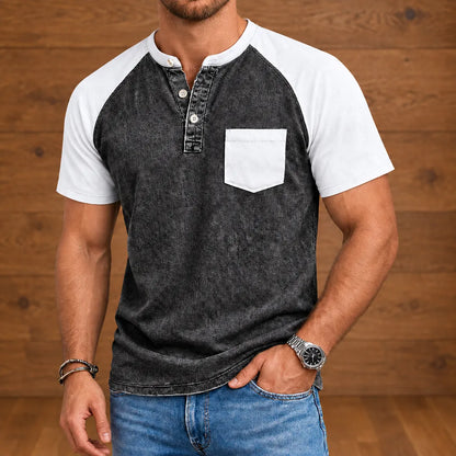 Contrast Pocket Henley Shirt