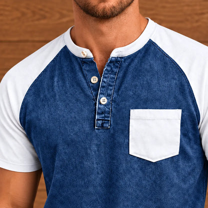Contrast Pocket Henley Shirt