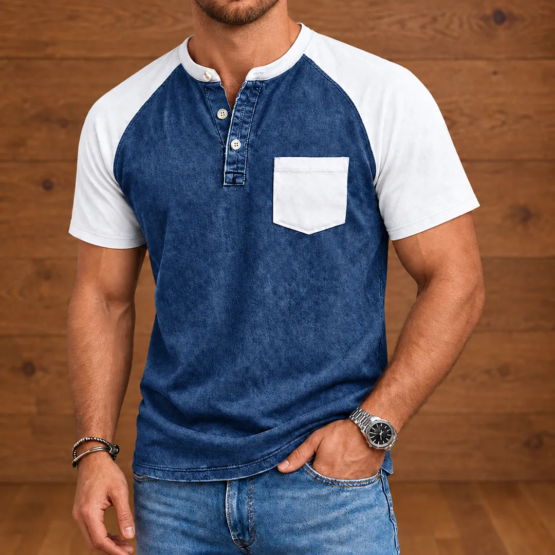Contrast Pocket Henley Shirt