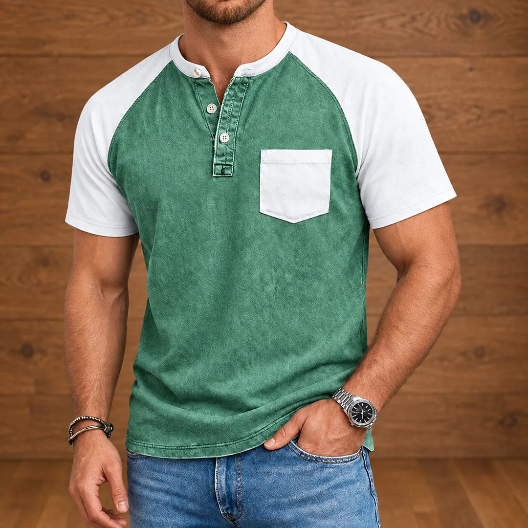 Contrast Pocket Henley Shirt