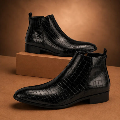 Croc Texture Ankle Boots