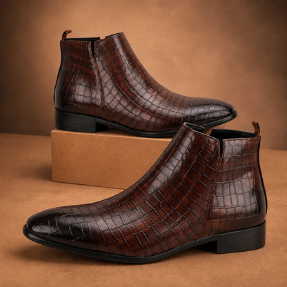 Croc Texture Ankle Boots
