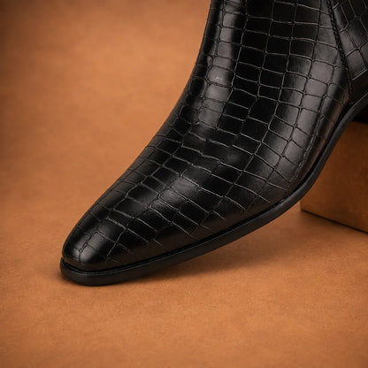 Croc Texture Ankle Boots
