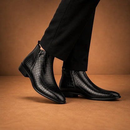 Croc Texture Ankle Boots