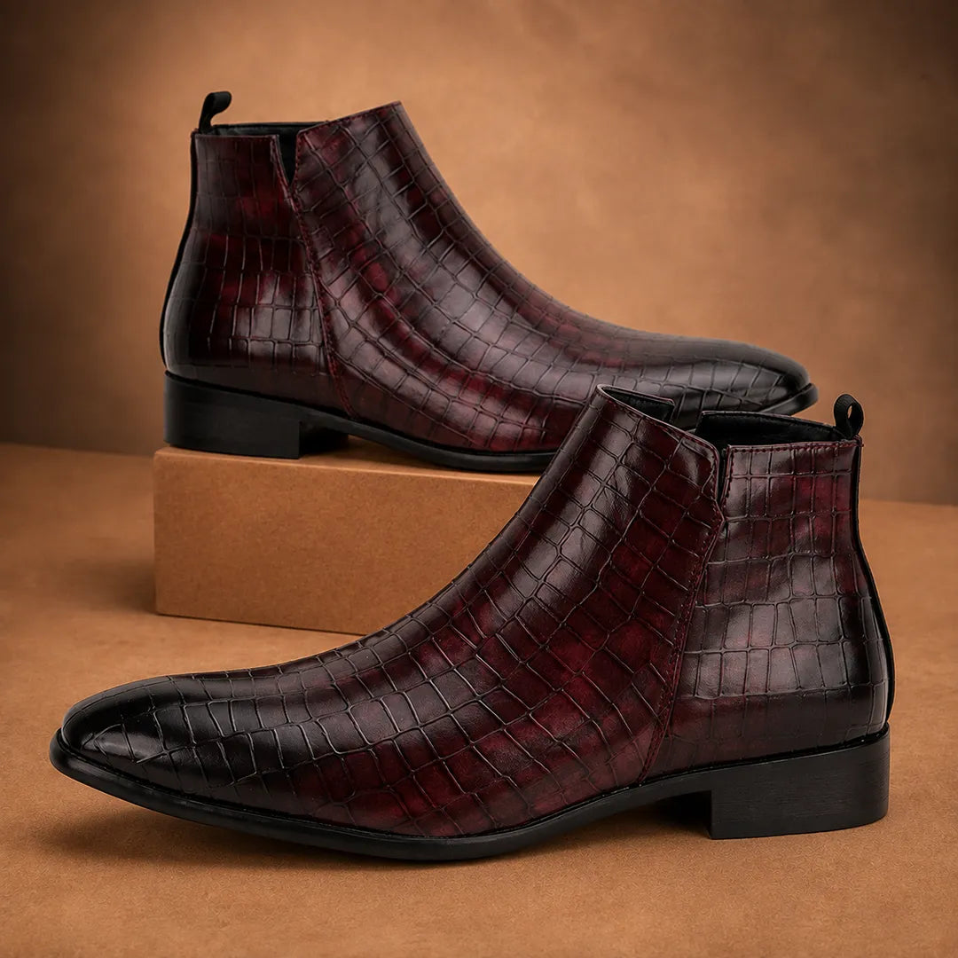 Croc Texture Ankle Boots
