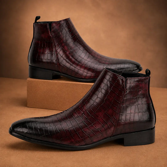 Croc Texture Ankle Boots