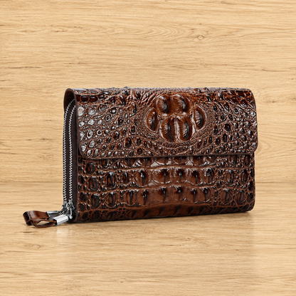 Dual-Zip Crocodile Pattern Wallet