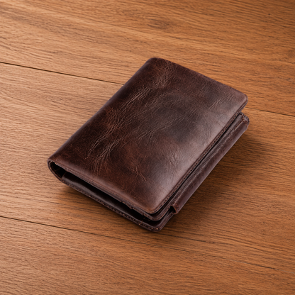 Vintage Leather Trifold Wallet