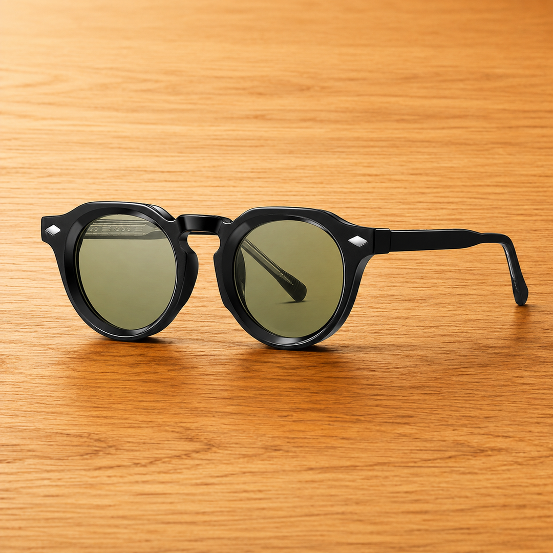 Rounded Full-Rim Sunglasses