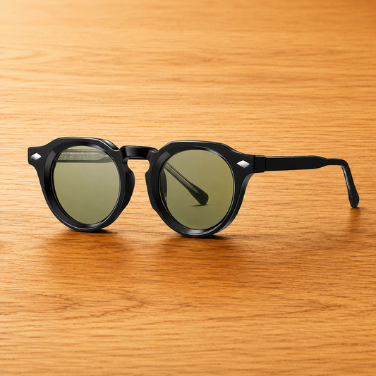Rounded Full-Rim Sunglasses