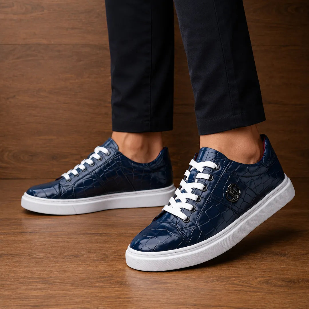 Glossy Lace-Up Sneakers