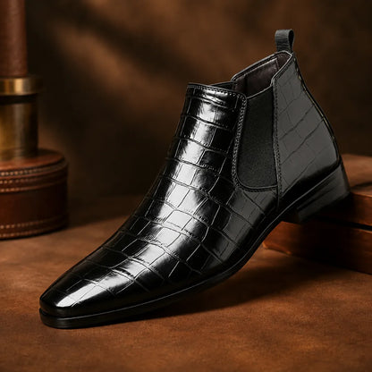 Glossy Textured Chelsea Boots