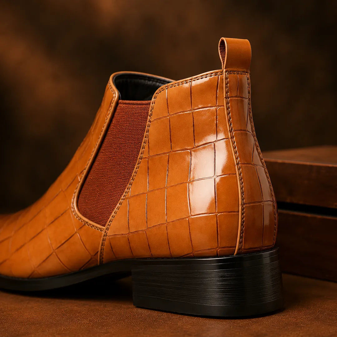 Glossy Textured Chelsea Boots