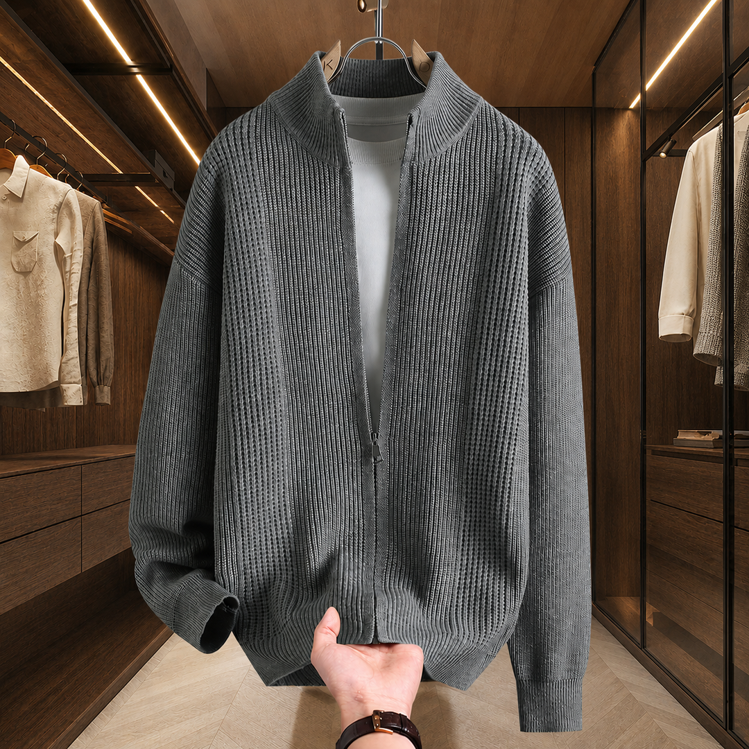 Stand Collar Zip Cardigan