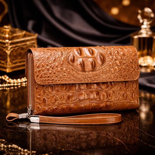 Croc-Textured Luxury Wallet