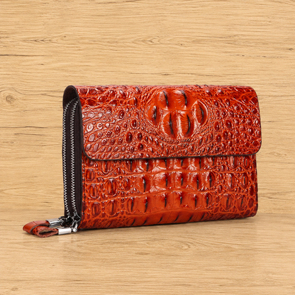 Dual-Zip Crocodile Pattern Wallet