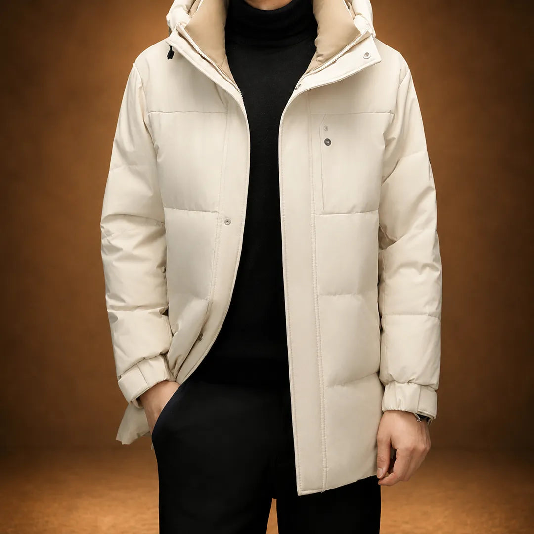 Mid-Length Hooded Down Jacket