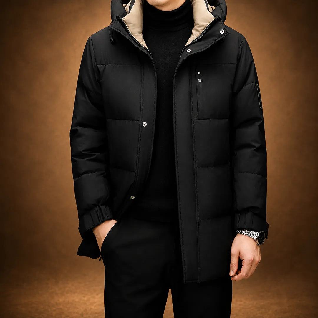 Mid-Length Hooded Down Jacket
