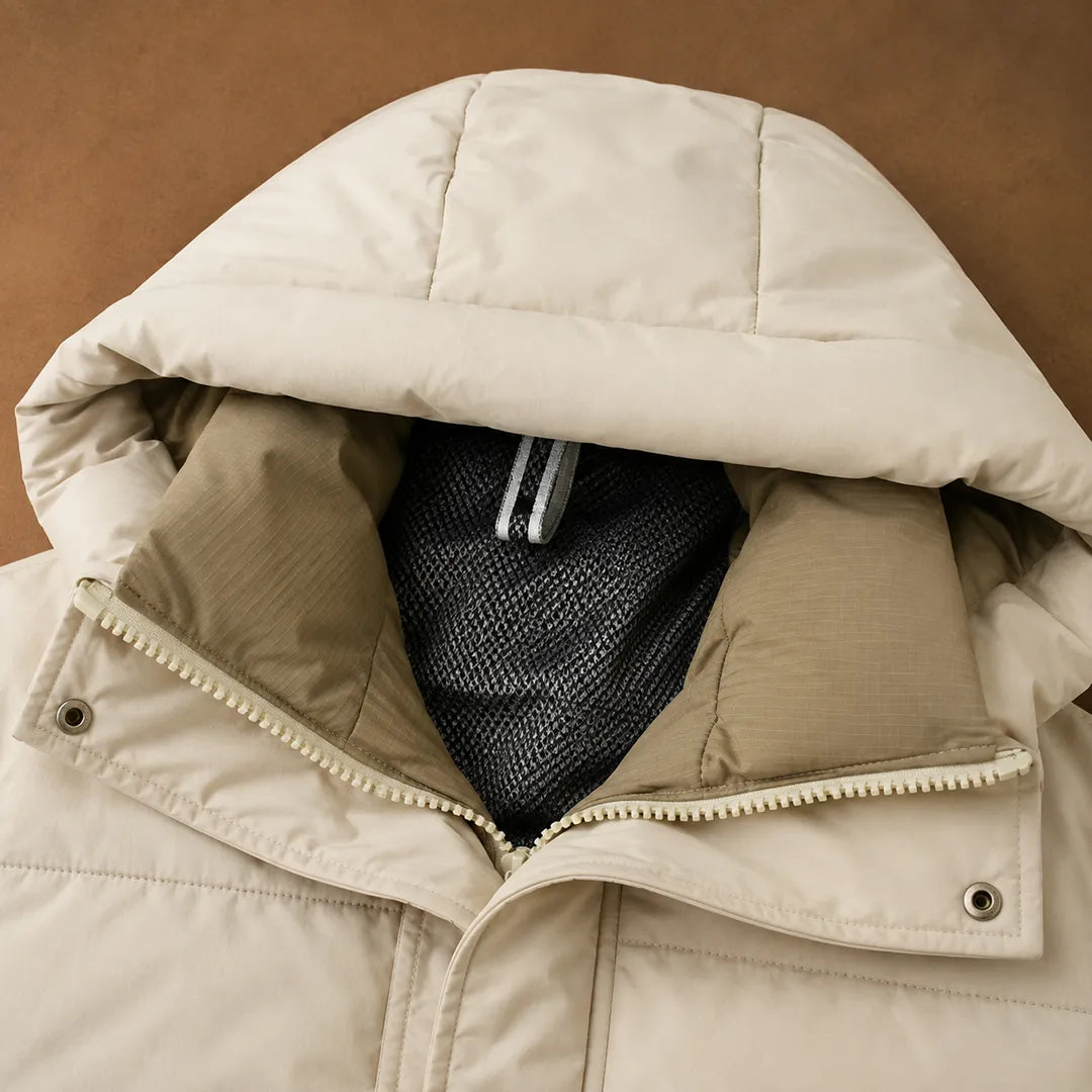 Mid-Length Hooded Down Jacket