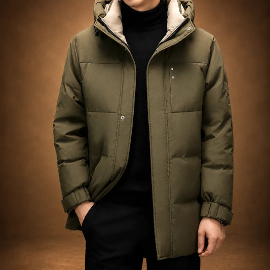 Mid-Length Hooded Down Jacket