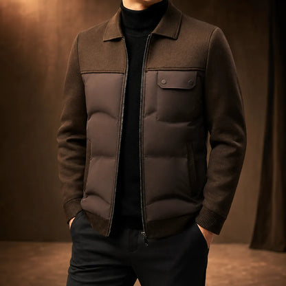 Mixed-Panel Down Jacket