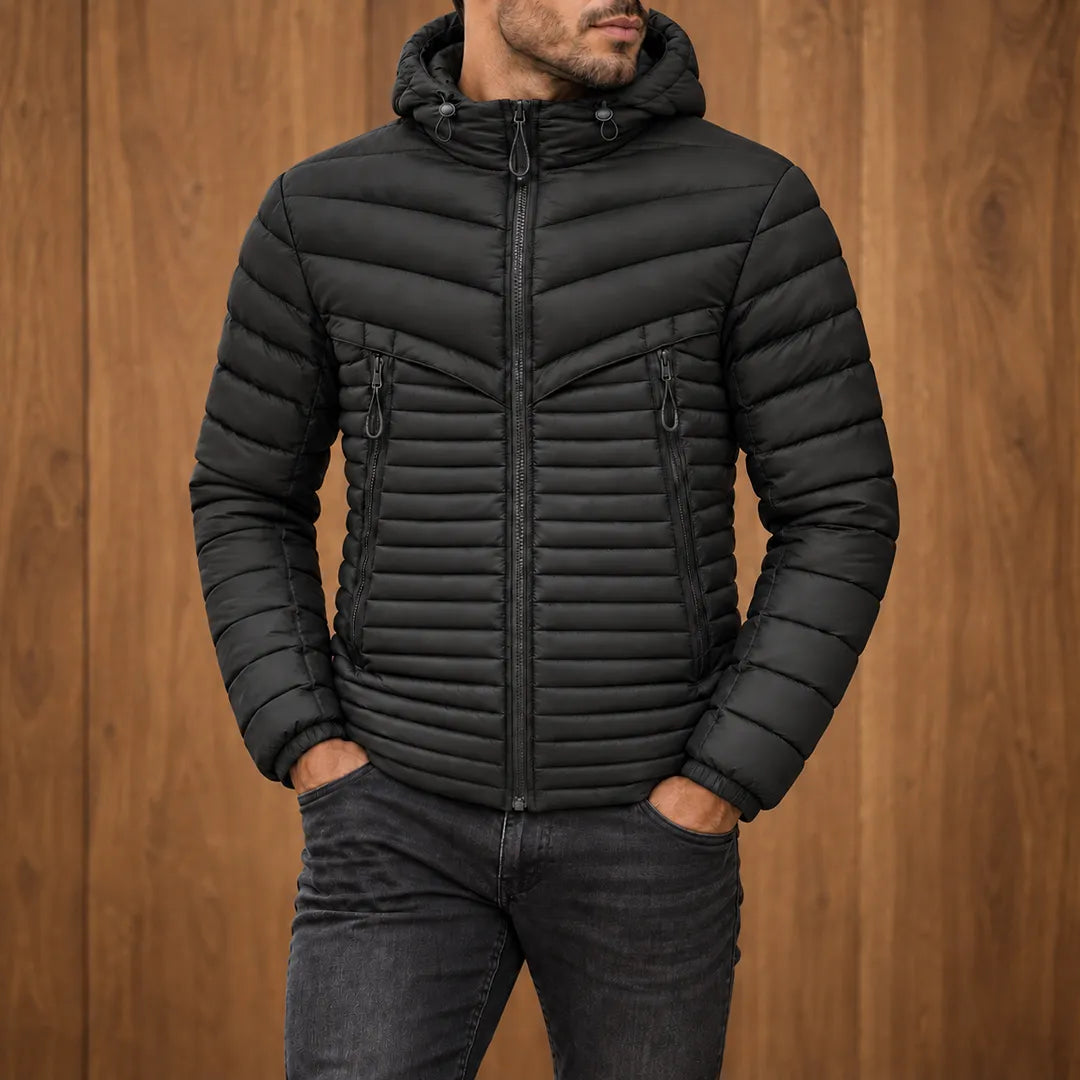 Paneled Hooded Puffer Jacket