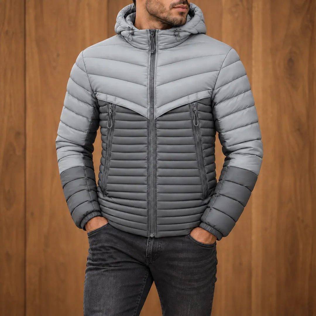 Paneled Hooded Puffer Jacket