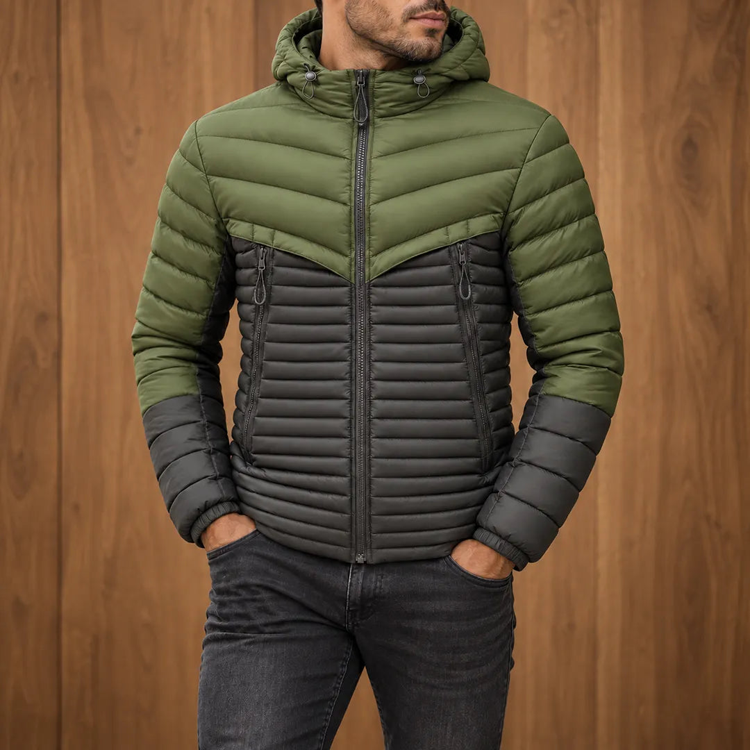 Paneled Hooded Puffer Jacket