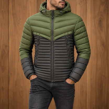 Paneled Hooded Puffer Jacket