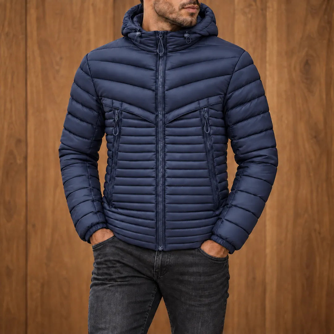 Paneled Hooded Puffer Jacket