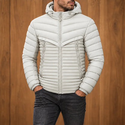 Paneled Hooded Puffer Jacket