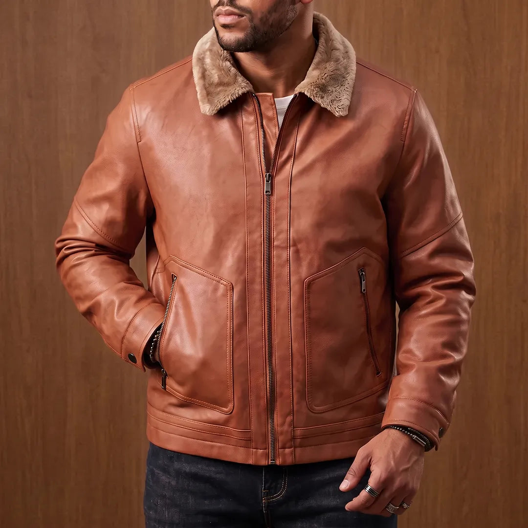 Plush-Collar Zip Jacket