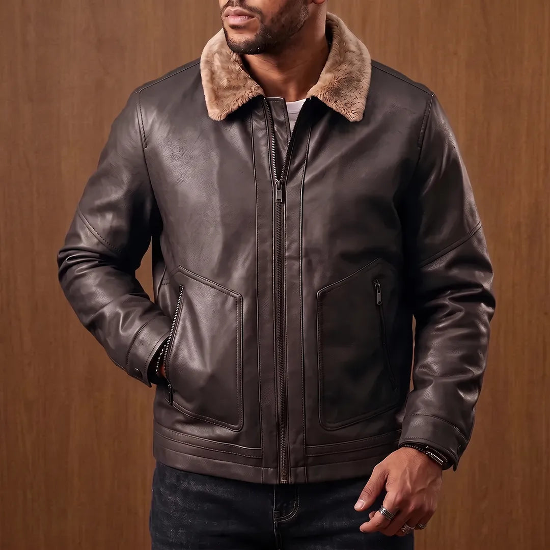 Plush-Collar Zip Jacket