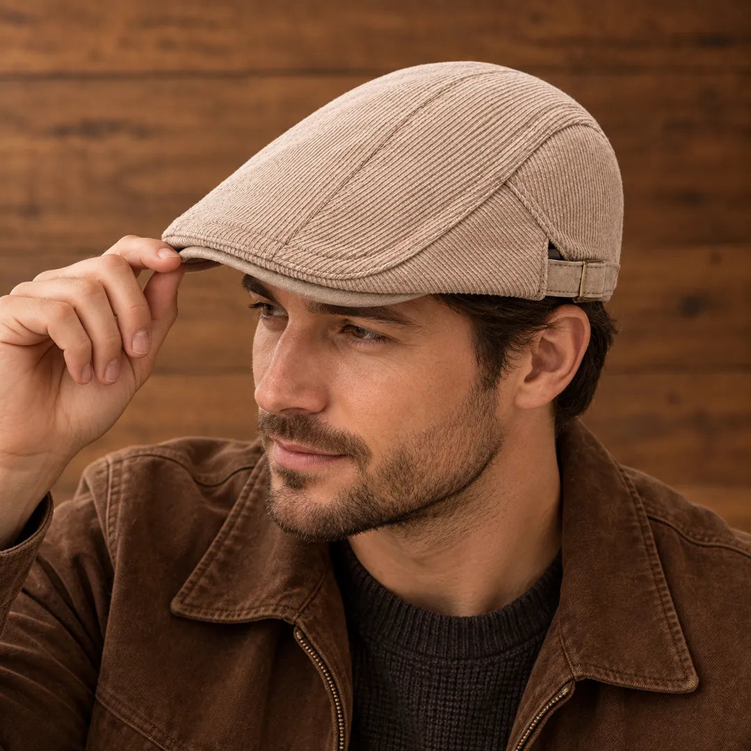 Ribbed Adjustable Flat Cap