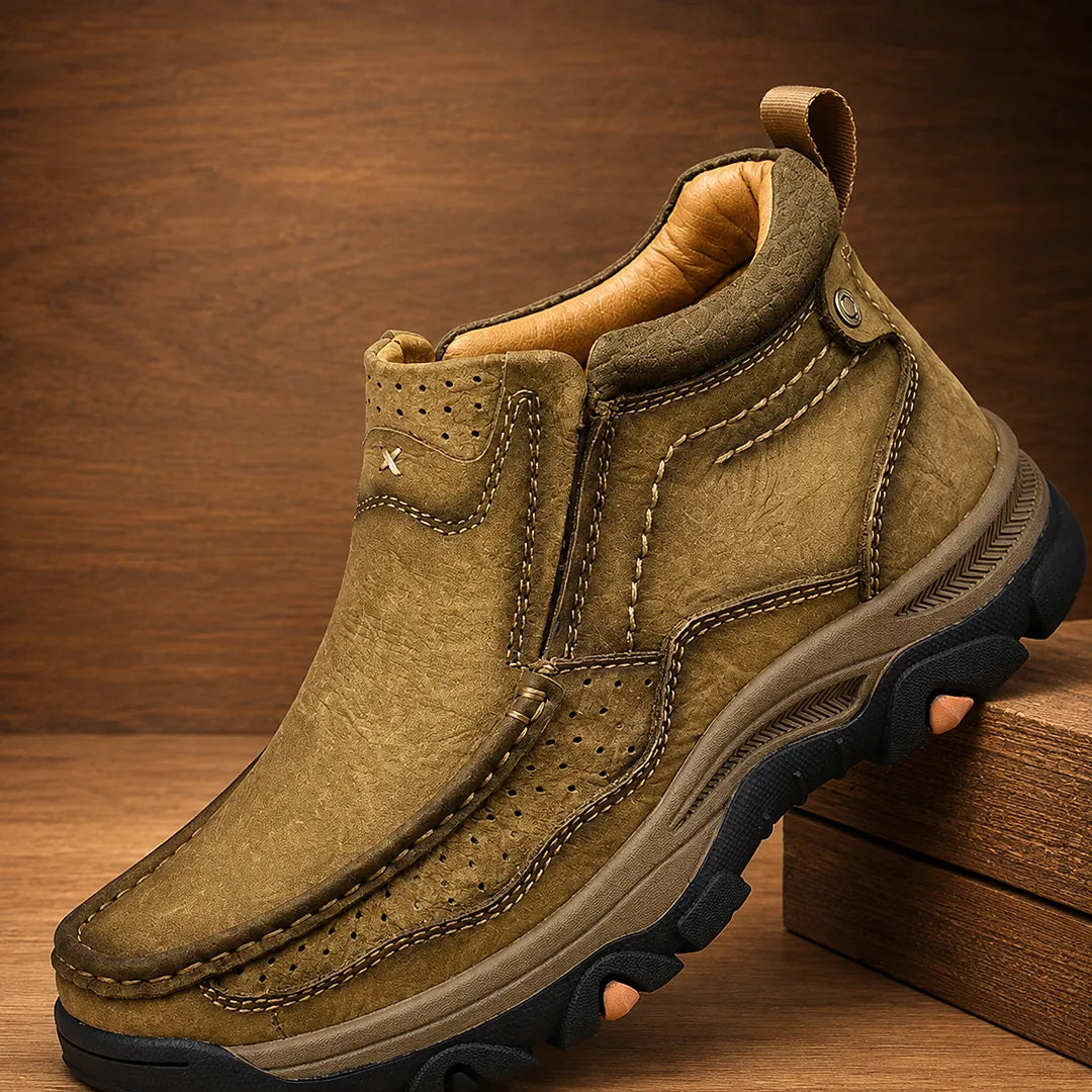 Rugged Stitched Ankle Boots