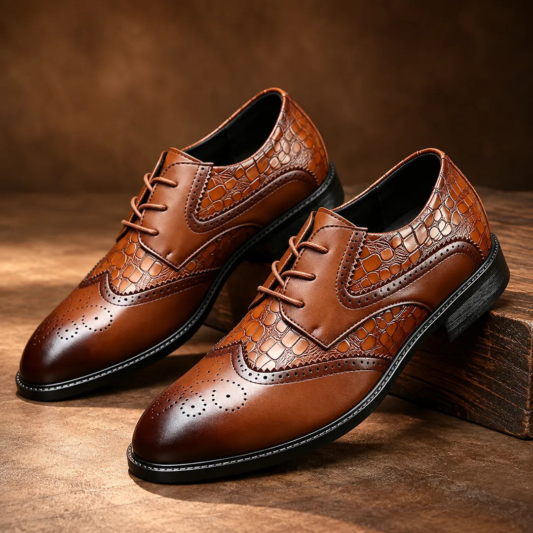 Signature Embossed Wingtip Shoes