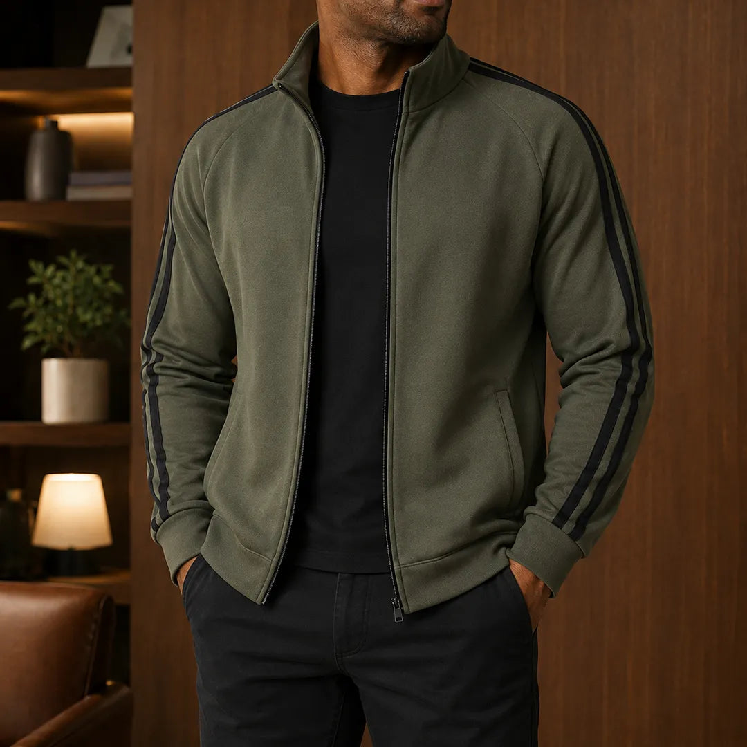 Striped Fleece Zip Jacket