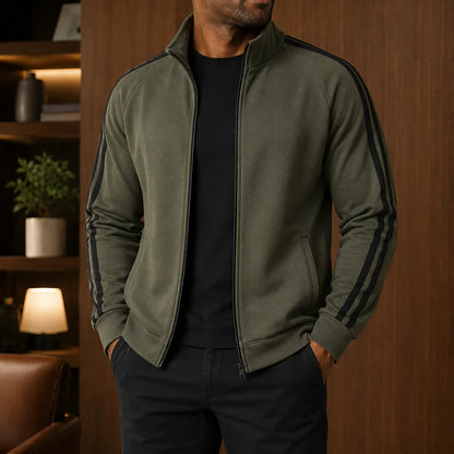 Striped Fleece Zip Jacket