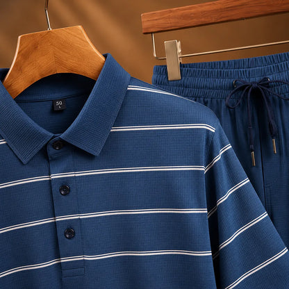 Striped Polo & Pants Set