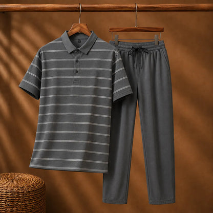 Striped Polo & Pants Set